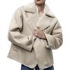 loveimgs Giacca da donna spessa foderata in finta pelle scamosciata, cappotto oversize in pile di montone, giacca da motociclista invernale, Beige, Large