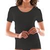 RICHBELL 3 pezzi maglia intima mezza manica donna in caldo cotone, colore nero, taglie dalla s alla xxxl (L)