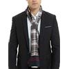 WANYING Uomo Sciarpa di Seta Lungo Doppio Strato in Seta Artificiale Casual Business Gentleman per Primavera Autunno - a quadri bordeaux nero