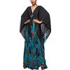 YouKD Estate Floreale Allentato Caftan Boho Beach Bikini Cover Up Dress Plus Size Robe per le Donne, A Black Green Flower, Taglia unica