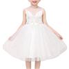 Sunny Fashion Vestito Bambina Fiore Bianca Nozze Pageant Damigella d'Onore Toga 3-10 Anni