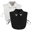 LoudSung Finto collare staccabile mezza camicia camicetta finto collare set elegante diamante puro colore per donne ragazze 2 pezzi