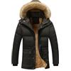 amropi Giubbotto Parka Uomo Giacca Invernale Caldo Cappotto in Pile con Cappuccio in Pelliccia Giacche Nero, S