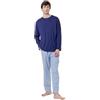 TRAMAS+ Pigiama Uomo in 100% Cotone, Pigiama Uomo Completo Lungo con Maniche Lunghe, Comodo e Traspirante - XL, Raya cloc Blu Navy