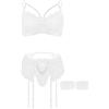Aranmei Set di Lingerie Aranmei per Donna con Polsini per Cosce Biancheria Intima Sexy per Donne 4 Pezzi Set di Reggicalze in Lingerie Cattivo, bianco, L