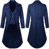Duohropke Giacca vittoriana steampunk da uomo vintage gotico pirata slim fit frack vichingo rinascimentale carnevale halloween natale uniforme costume, Blu, M
