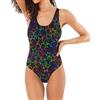 LI ZHI XIN Costume da bagno intero da donna, costume da bagno da donna, con controllo della pancia, scollo a U e schiena con motivo a stelle colorate