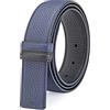 Vatee's Cinture reversibili in vera pelle degli uomini senza cinturino di ricambio della fibbia 3.4cm Ampio 115cm Lunga Blu & Nero