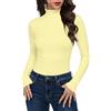 Cuptacc Maglia a maniche lunghe da donna, basic, a collo alto, a costine, tinta unita, slim fit, elasticizzata, morbida e confortevole, per casa, tempo libero
