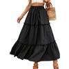 Vossmi Gonna Lunga Casual da Donna Gonne Donna Elegante Vita Alta Boho Floreale Skirt da Spiaggia A-Line Gonne Elastiche con Tasche Estiva Nero,M