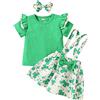 Verve Jelly Baby Girl St. Patrick's Day Outfit Ruffles Top manica corta + bretelle Gonna + fascia 3 pezzi vestiti estivi Set verde 1 120 4-5 anni