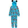 Disney Pigiama intero con orecchie 3D e cappuccio, per bambini e bambine, in pile, motivo: Topolino, Blu, 3-4 Years