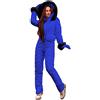 Generic Tuta da sci da donna, tinta unita, tuta intera da sci con fascia in vita, impermeabile, isolata, alla moda, per sci all'aperto, antivento, aderente, con cappuccio in pelliccia sintetica, Blu, S
