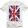 MAKAYA Maglietta UK Uomo Union Jack T-Shirt Bandiera Inglese Bianco XXL