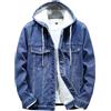 Generic Giacca da camionista in jeans di jeans con fodera in pile di pelliccia sintetica Sherpa, con cappuccio staccabile, da uomo, invernale, 2025, abbigliamento alla moda
