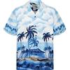 KY's KY's | Original Camicia Hawaiana | Signori | S - 6XL | Maniche Corte | Tasca Frontale | Hawaii Stampa | Palme | Spiaggia | Blu