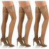 sesto senso Calze Autoreggenti Microfibra 50 den Coprenti Donna 3 paia 1/2 Beige
