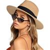FURTALK Cappello Panama Unisex Cappello da Sole in Paglia a Tesa Larga per Uomo e Donna Cappello di Paglia Regolabile