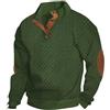 PADOLA Felpa Uomo a Collo Alto con Bottoni Jacquard Maglione Elegante Manica Lunga Fit Classico Giaccone Casual Morbido Outfit Autunno Inverno(Verde Militare,L)