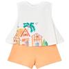 Mayoral Set da bambina estate - Maglietta bianca senza maniche con stampa e pantaloncini - Abbigliamento per bambini comodo e fresco - Cotone