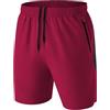 HMIYA Pantaloncini Running Uomo Leggero Sportivi Shorts Asciugatura Veloce Palestra Corsa Calzoncini con Tasca con Cerniera(Rosso,EU-5XL/US-4XL)