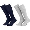 Piarini 4 paia di calze lunghe da donna, in cotone, senza elastico, da donna, in cotone, blu, grigio, nero, antracite, 35-38 39-42 2 x blu navy 2 x grigio 39-42