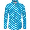 uxcell Camicia da Uomo a Pois Manica Lunga Slim Fit Stampato Abito Abbottonato, Blu, S