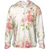 OrcoW Felpa con cappuccio con stampa di fiori rosa con protezione solare Full Zip a maniche lunghe con tasche, Nero , XXX-Large