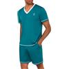 Marvmys Pigiama Uomo Estivi Corto Cotone Leggero Pigiami Due Pezzi Maniche Corte Scollo a V T-Shirt e Pantaloncini S-3XL