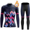 Mydawan Abbigliamento Ciclismo Donna Completo Bici MTB Invernale Maglia Ciclista Termico Vello,Maglietta Bicicletta Giacca Manica Lunga e Pantaloni con 19D Gel Imbottiti,Tuta da da Ciclo Traspirante|B3,S