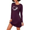 Demegimi Camicia da Notte Donna con Stampa a Cuore Camicia da Notte Cotone e Scollo Rotondo Manica Lunga Stile Romantico e Femminile