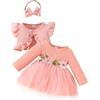 Yoolhamy Bambina Vestito e Cardigan Set Manica Lunga Cotone Principessa Tutu Abiti con Cappotto Outfit per Bambine (IT, età, 9 Mesi, 12 Mesi, Long Sleeve Pink)