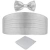 DonDon set di 3 pezzi da uomo, contenente fascia da smoking, papillon e fazzoletto da taschino, tutti dello stesso colore per occasioni festive