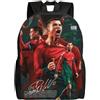 Temolie Zaino per bambini Borsa a tracolla per studenti Ronaldo No.7 Fans stampato cartone animato grande capacità Teen calcio Viaggi per ragazzi ragazze