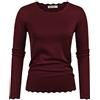GRACE KARIN Pullover a Maniche Lunghe da Donna Camicetta Lavorata a Maglia Casual Maglione Girocollo Maglieria in Pizzo Abiti Autunno-Inverno Elastici