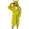 Shrek Accappatoio con cappuccio verde unisex per adulti in pile con orecchie 3D sul cappuccio | Design con iniziale S | Perfetto per rilassarsi a casa o per le serate al cinema