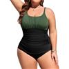 Tuopuda Costume da Bagno Intero Donna Taglie Forti Sexy Costumi Interi da Mare Piscina Push Up Imbottito Reggiseno Costumi Bikini Un Pezzo Spiaggia Beachwear L-16XL, Verde&Nero, 4XL
