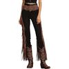 Foweknow Pantaloni da equitazione da donna, da cowgirl, con frange, lunghi, con nappe, vintage, per carnevale, feste, costume occidentale, slim fit, leggings da equitazione, per moto, attività