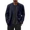 Generisch Giacca da mezza stagione da uomo, leggera, blazer da uomo, sportiva, in lino, traspirante, per il tempo libero, blazer, cardigan, alla moda, con bottoni, top casual, senza cappuccio, Blu scuro, XL