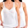 HERMKO 175803850 Confezione da 2 Reggiseno da Donna in Pizzo - Canotta con Reggiseno Integrato, Farbe:Bianco, Größe Damen:48/50 (L)
