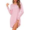 Demegimi Camicia da Notte Donna con Stampa a Cuore Camicia da Notte Cotone e Scollo Rotondo Manica Lunga Stile Romantico e Femminile