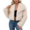 ZhuiKun Giacca Donna in Pelliccia Sintetica Corta Collo a revers Largo Maniche Lunghe Cappotto Invernale Aperta Davanti Cardigan Morbido - Albicocca, S