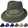 Initlove Cappello Fedora da uomo in rete a tesa corta Trilby Panama cappello ripiegabile, Verde, Taglia unica