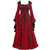 Richymfa Vestito Medievale Donna Rinascimentale Taglie Forti Abito da Sera Manica Corta Elegante Vestito da Ballo Lungo Slim Fit Vintage Costumi Medioevo Regina Vittoriana per Carnevale