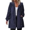 Cocila Giacca Antipioggia Da Donna Taglie Forti Lunga Leggera Con Cappuccio E Cappotto Invernale Elegante Navy Xxxl Giubbotto Invernale Premaman Gilet Piumino Lungo Blusa
