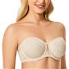 DELIMIRA Donna Reggiseno a Fascia Senza Imbottitura con Ferretto Pizzo Pergamena 5D