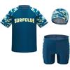 Cheerful Mario Costume Piscina Bambino Costumi Mare Ragazzi Pantaloncini da Bagno e Maglietta Rash Guard per Nuoto Spiaggia Viaggio Blu 10-11 Anni
