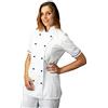 tessile astorino Ricamo 0 - Giacca Cuoco da Cucina - Casacca Chef Donna Manica Corta - Bianca e Nera - Made in Italy (Large)
