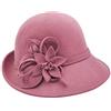 Ulalaza Cappello a Cloche in Feltro di Lana Invernale a Tesa Larga retrò con Fiore Fiocco Vintage Cappello alla Pescatora Floppy per Le Signore