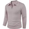 Generisch Polo da uomo a maglia fine con chiusura lampo, a maniche lunghe in elegante stile Troyer, per lavoro e tempo libero, Stil_x04 kaki, L